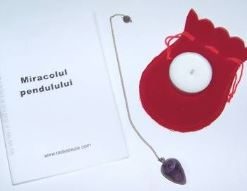 Pendul din cristal de rodonit pe lantisor argintiu