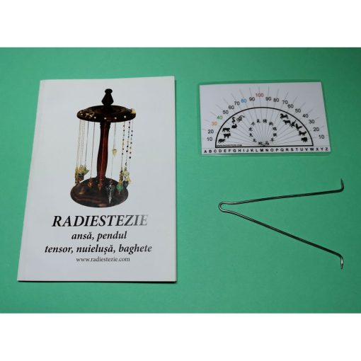 Ansa radiestezica simetrica din metal argintiu cu raportor zodii chinezesti si brosura explicativa - romana