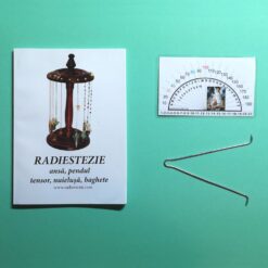 Ansa radiestezica simetrica din metal argintiu cu raportor clasic si brosura explicativa - romana