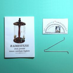 Ansa radiestezica asimetrica din metal argintiu cu raportor clasic si brosura explicativa - romana