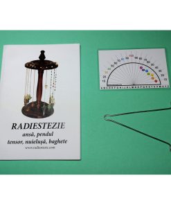 Ansa radiestezica simetrica din metal argintiu cu raportor 7 chakre si brosura explicativa - romana