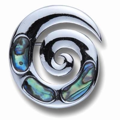Brosa din metal cu scoica marina - Spirala Reiki