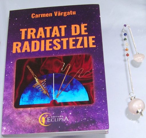 Pendul din cuart roz cu cristalele celor 7 chakre