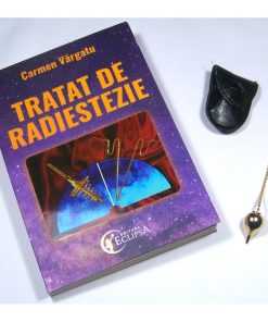 Pendul din metal auriu cu cartea Tratat de radiestezie