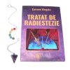 Pendul din ametist multifatetat cu lantisor argintiu si cristalele celor 7 chakre