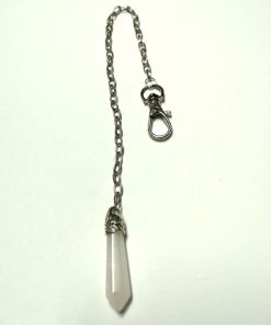 Pendul din cristal de cuart roz pe lantisor argintiu
