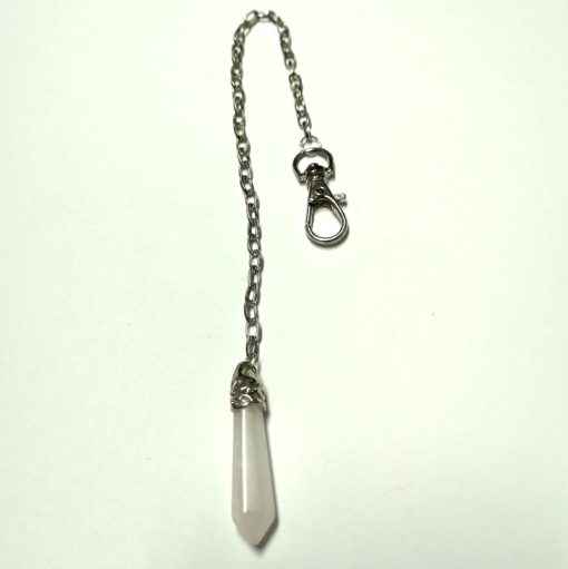 Pendul din cristal de cuart roz pe lantisor argintiu
